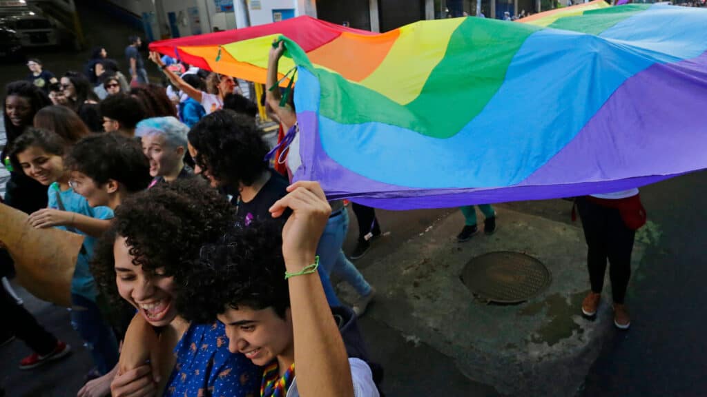 Pride parade in Sao Paulo Brazil.