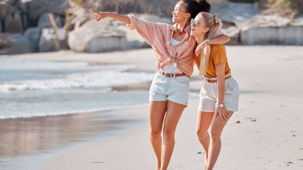 Two women on Australian beach.