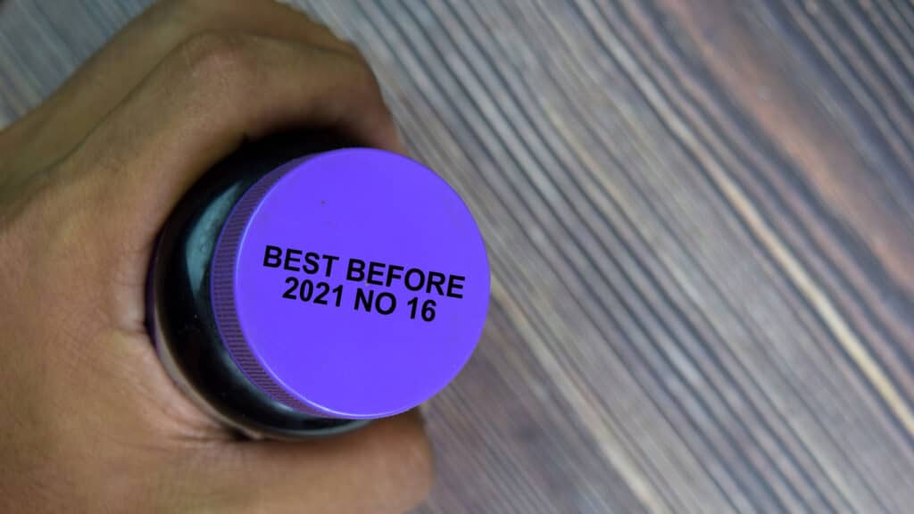 Use by date on top of bottle cap. 