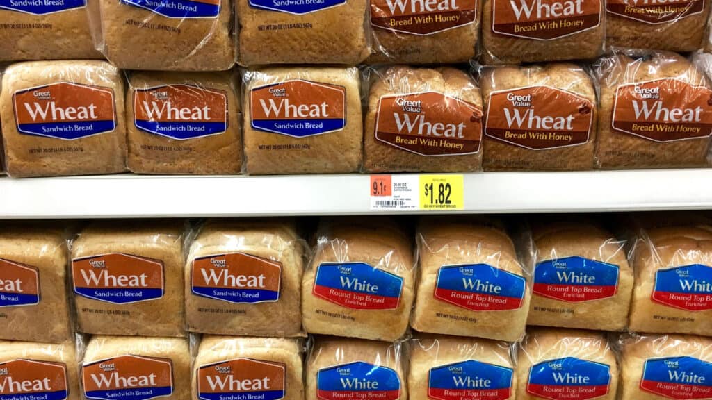 Bread loaves in US market. 