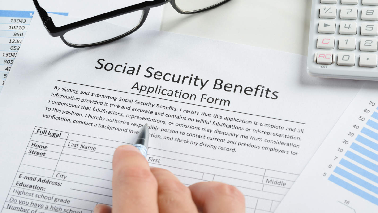 Social security benefits form.