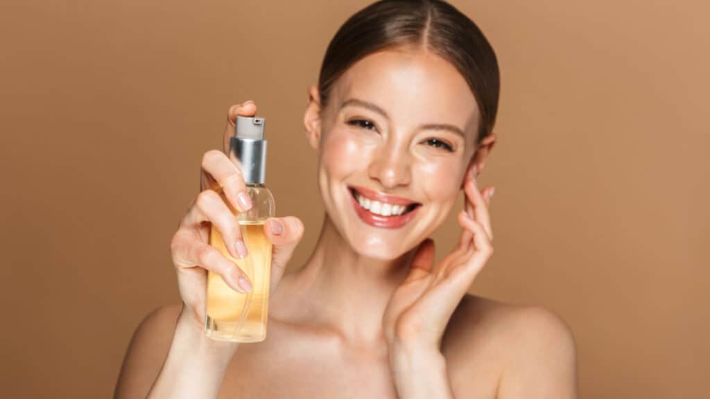 Woman oil cleansing.