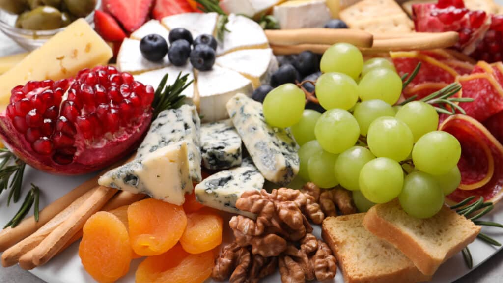 cheese, fruit and nuts.
