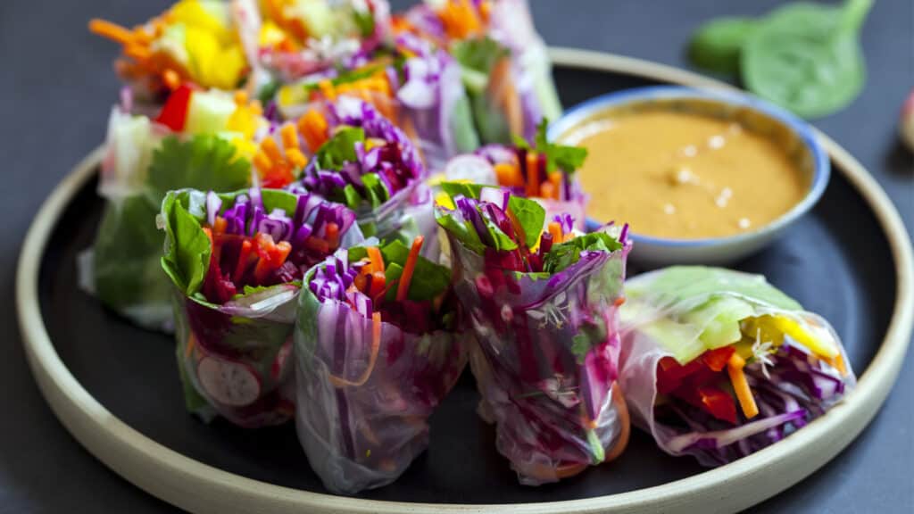 colorful rice paper rolls.