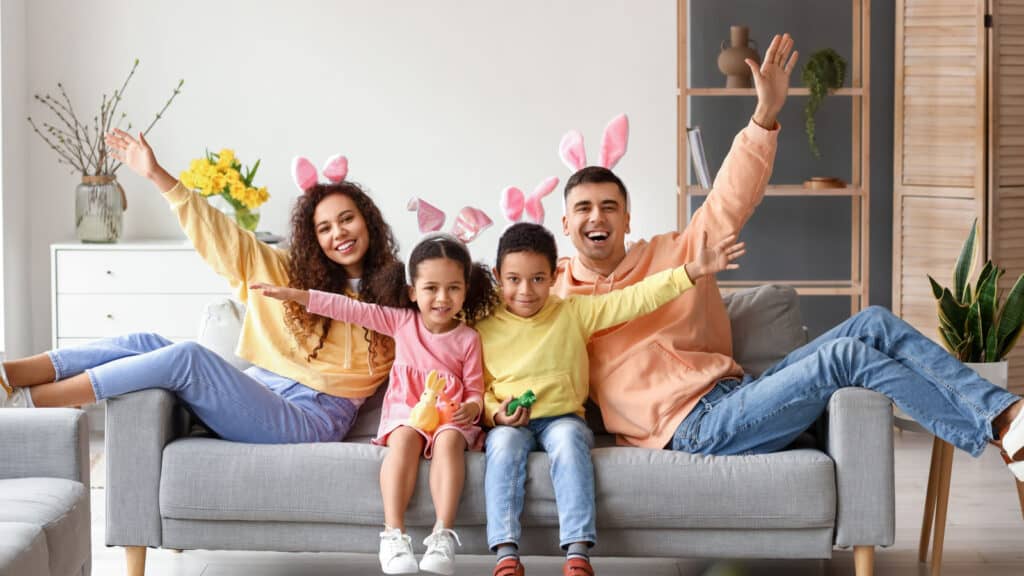 Family celebrating Easter.
