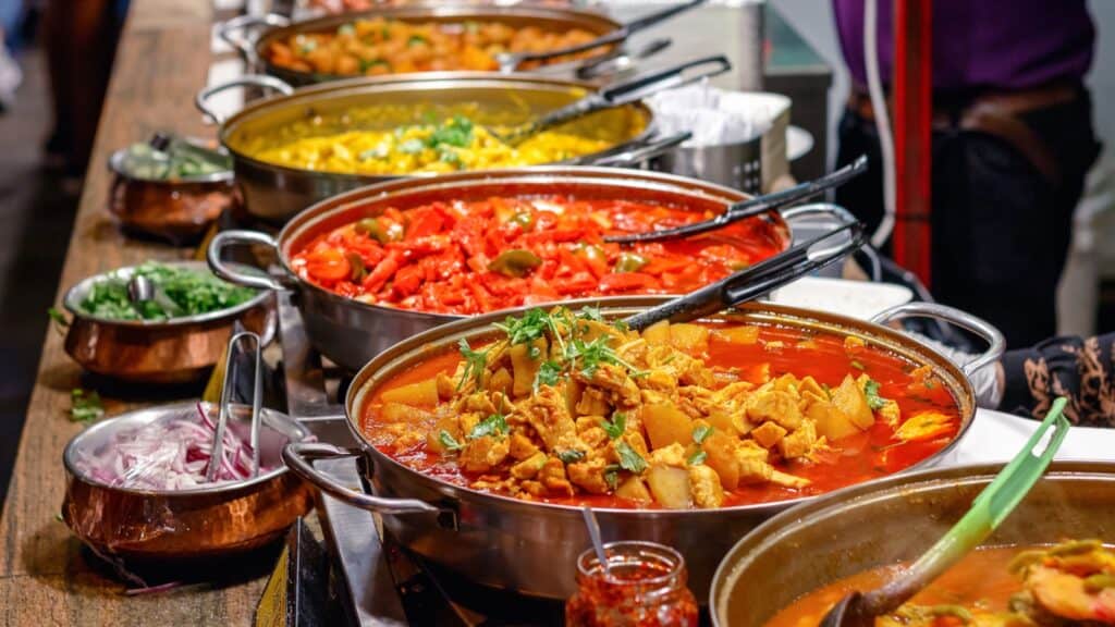 Indian food buffet.