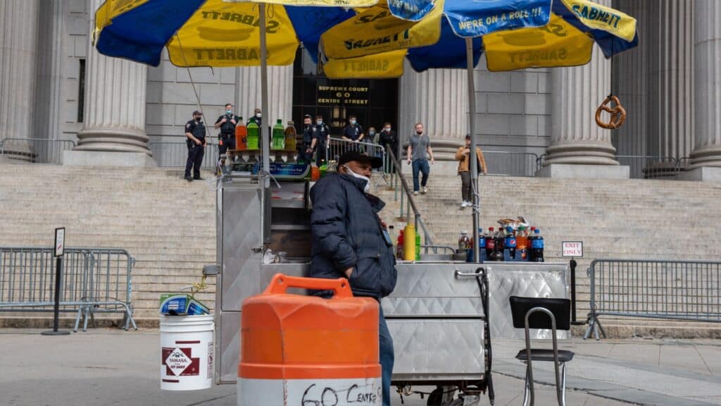 Sabrett hot dog vendor in NY. 