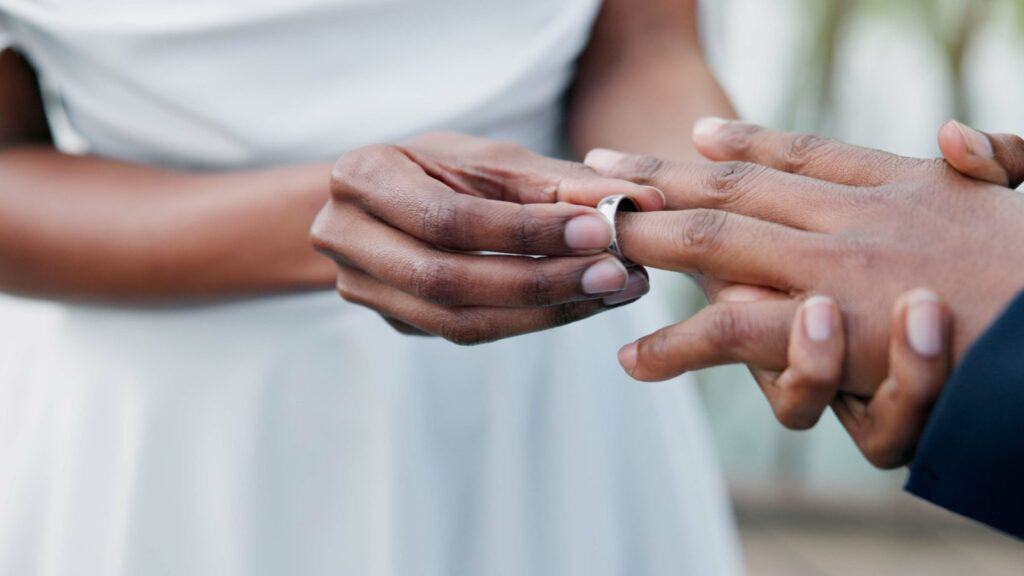 black couple getting married.