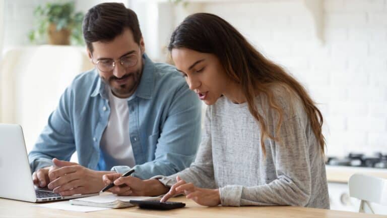 couple doing finances.