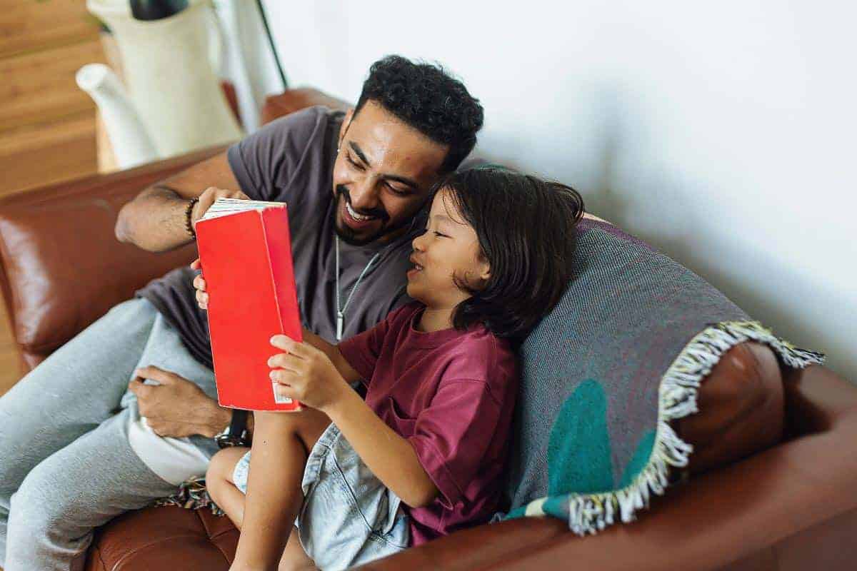 father and child reading