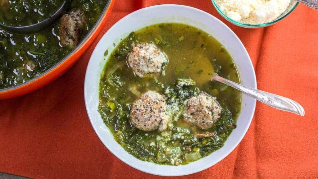 quinoa-turkey-meatball-soup-with-collard-greens.