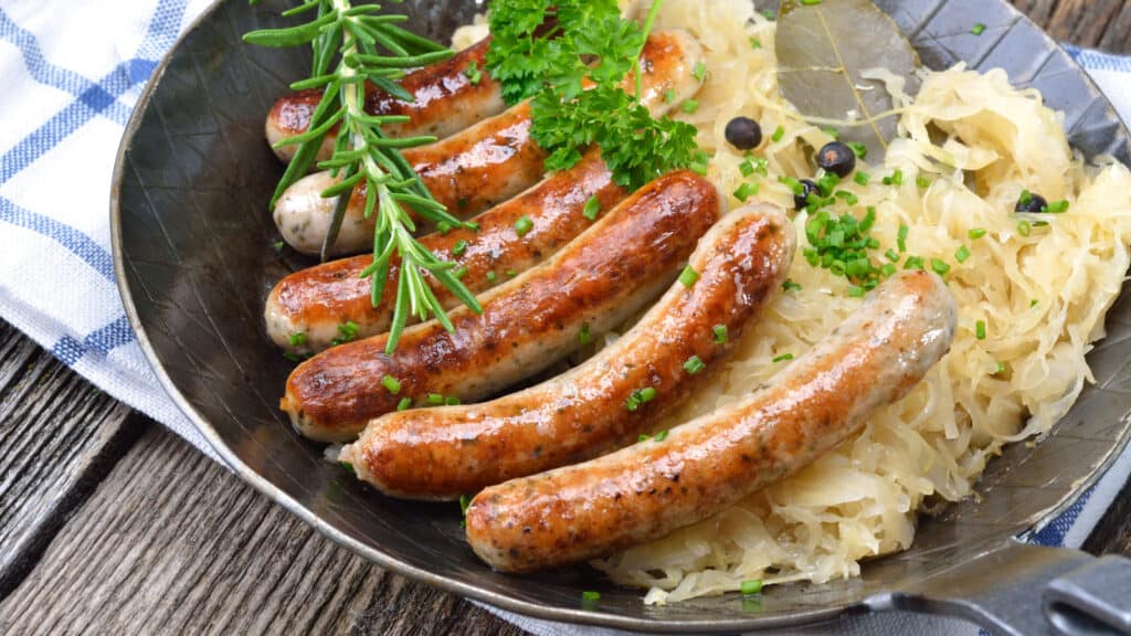sausages and sauerkraut.