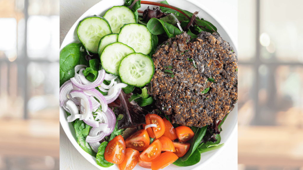 black bean burger salad.