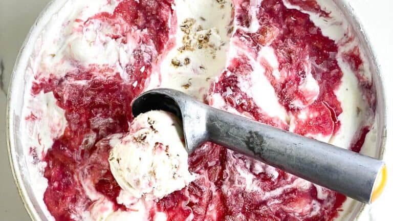 Overhead-shot-of-rhubarb-crumble-ice-cream-in-freezer-container-2.
