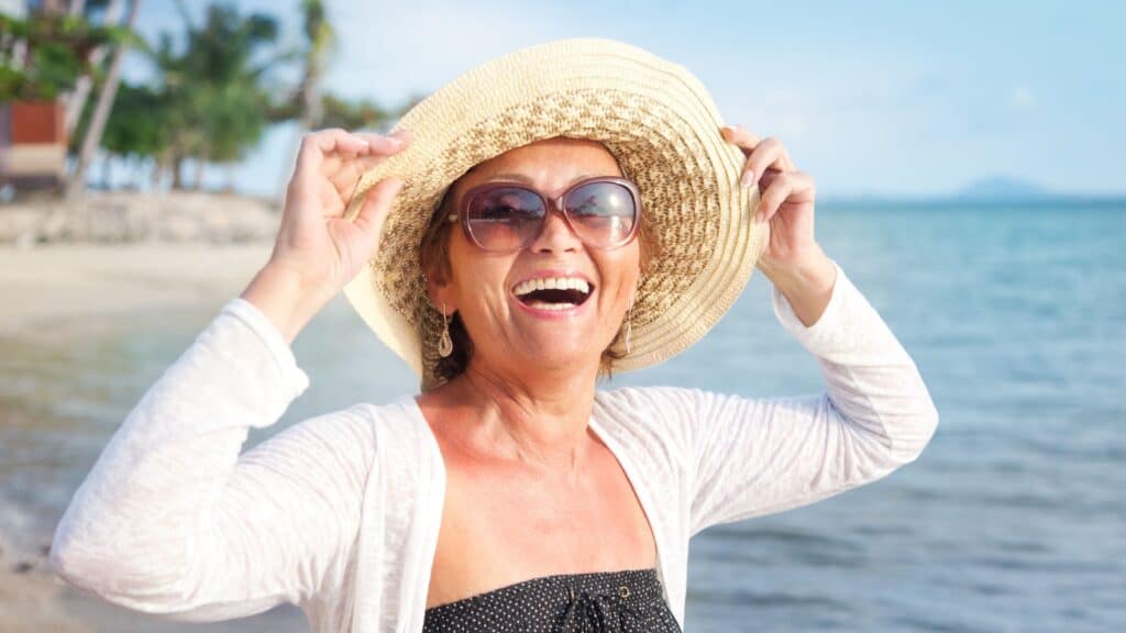happy woman on beach. I