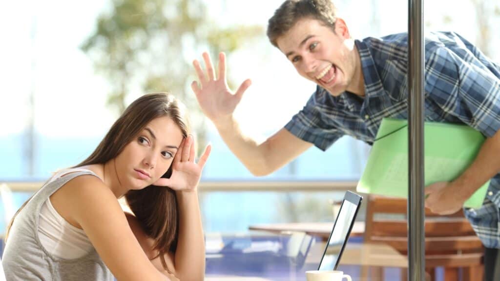 Annoying person. Ignoring. Ignore. 