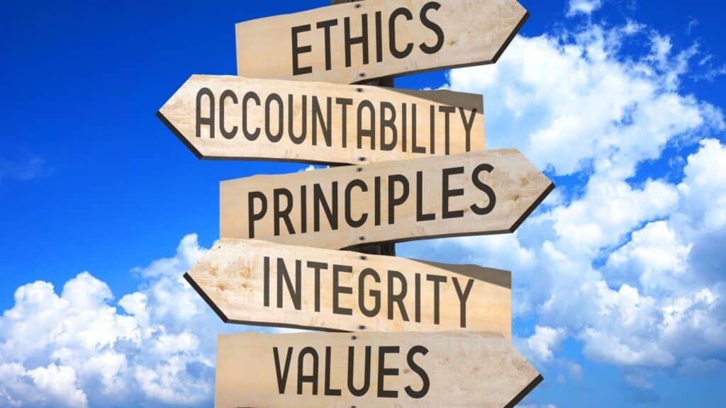 Core values. Ethics morals. 
