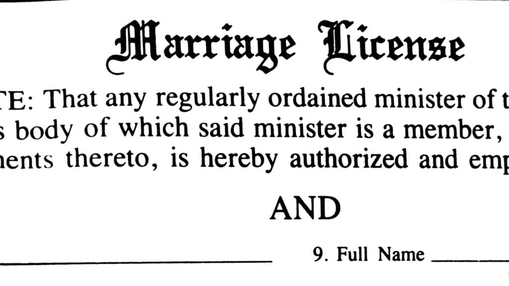 Marriage license. 