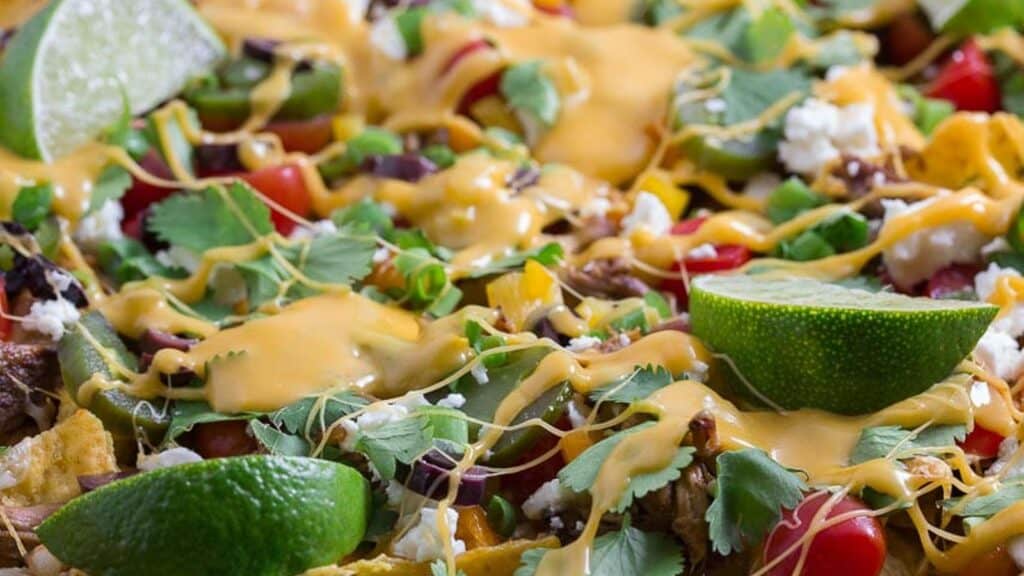 Slow-Cooked-Pork-Nachos-with-3-Cheese-Beer-Queso-closeup.