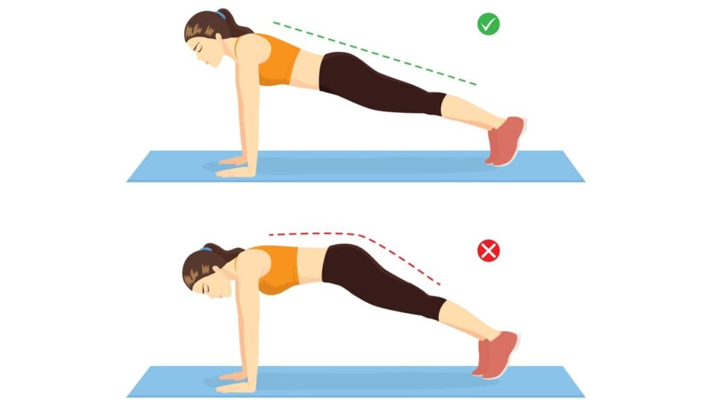 correct and incorrect way to plank.