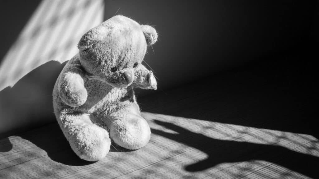 lonely teddy bear. 