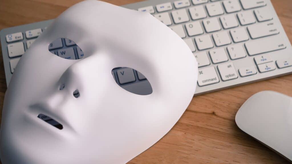 white mask and keyboard.