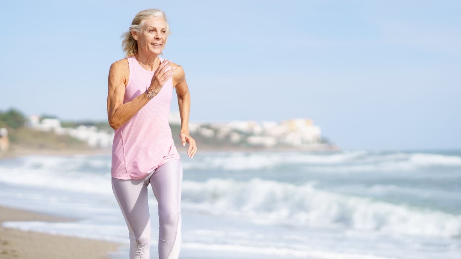 healthy older woman running.
