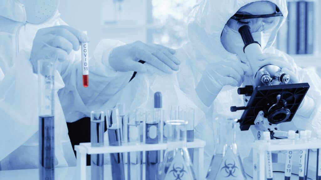 COVID research in lab.