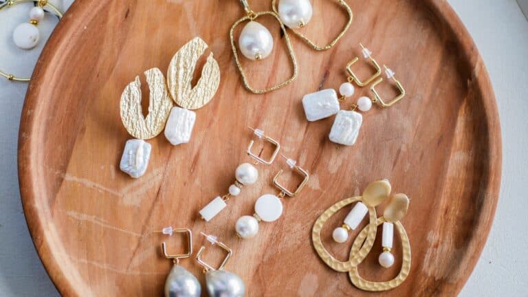 array of earrings.