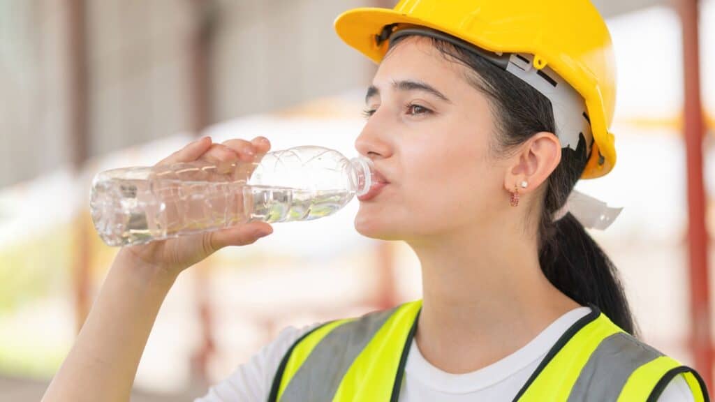 Drinking water.