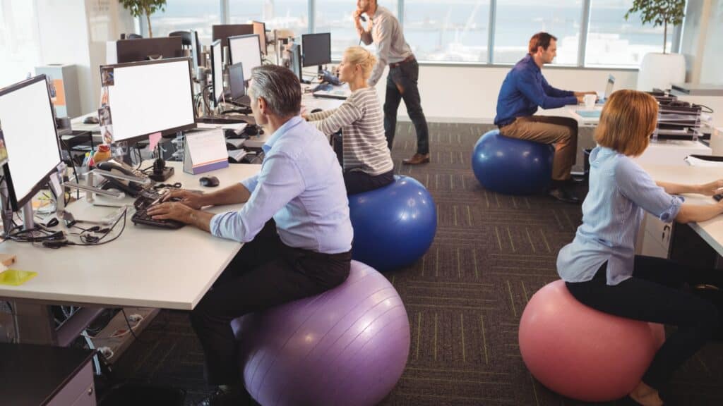 sitting on balls.