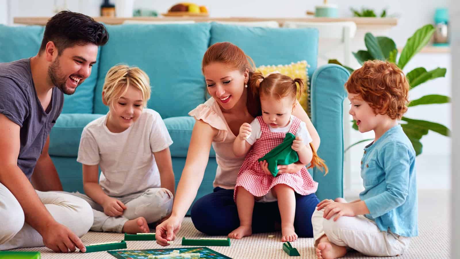 Playing board games.