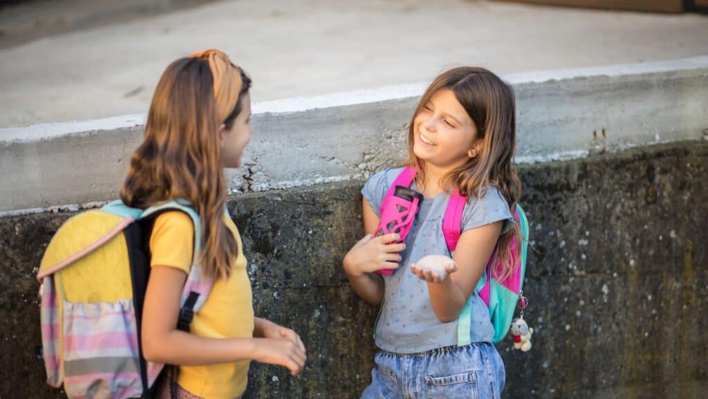 PreTeen girls kids talking.