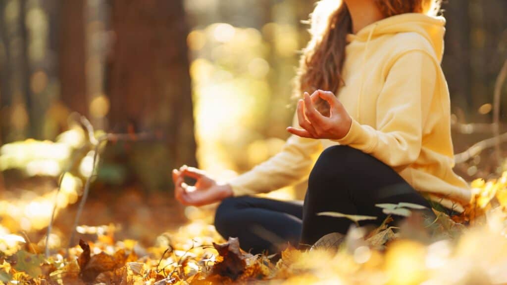 meditation. Fall autumn. meditating.