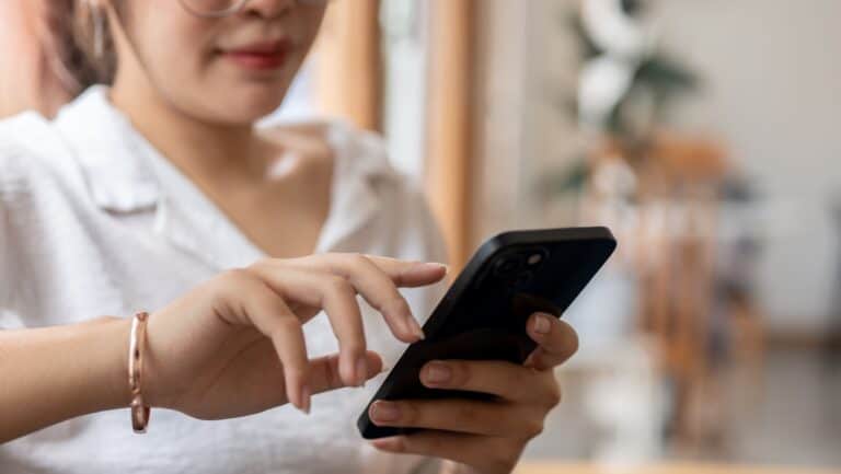 woman using smart phone.