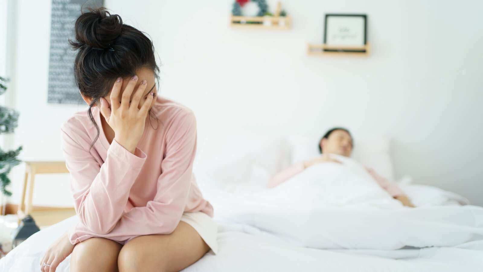 Stressed woman. poor sleep.