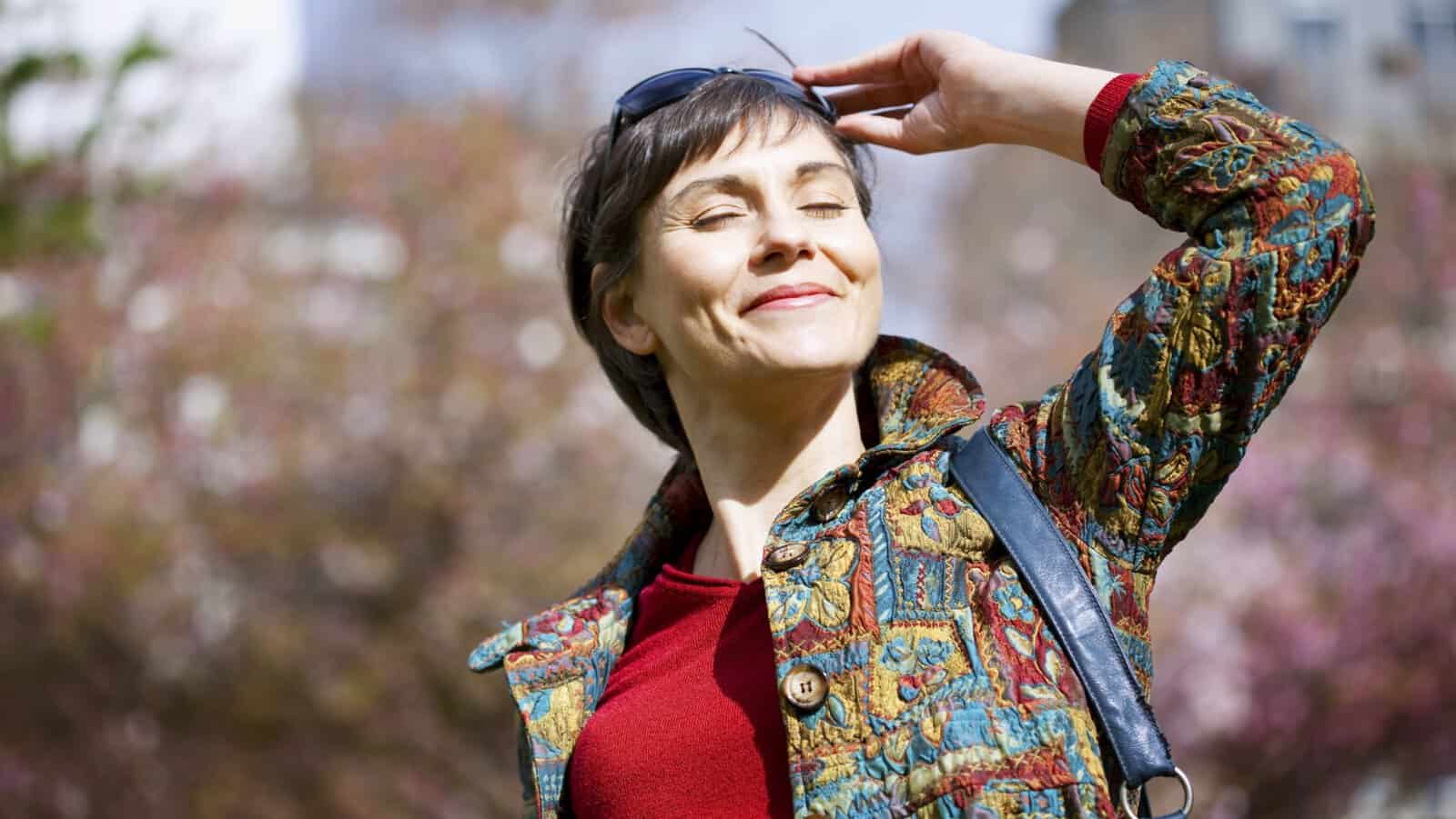 Woman in sun.