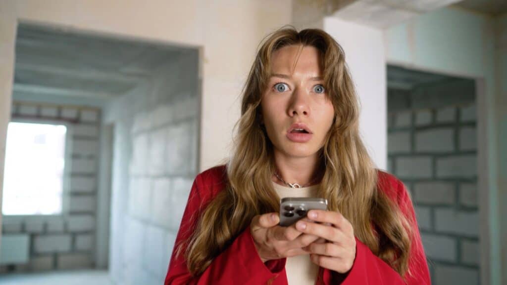 shocked woman with phone.