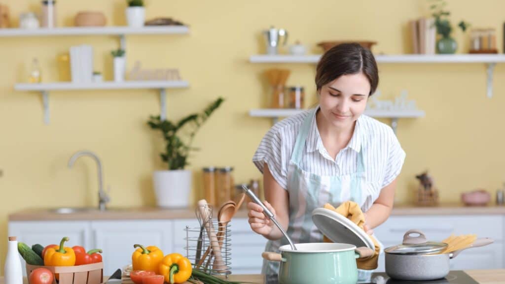 woman cooking.