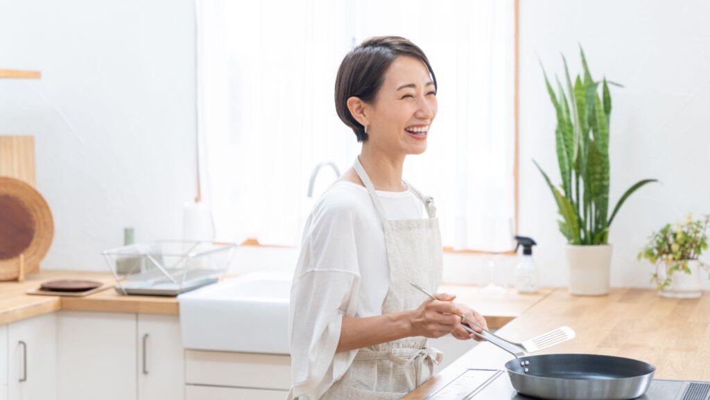 woman cooking.