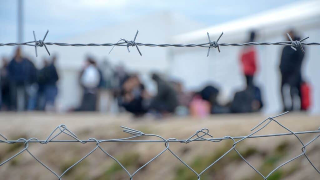 Barbed wire. Deportation center.