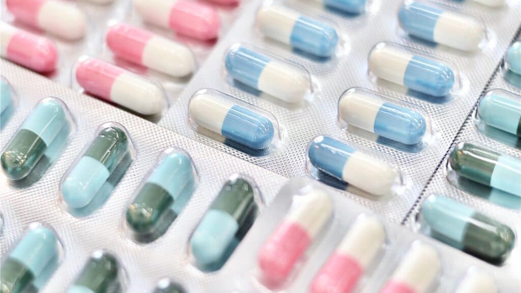 Blister pack of capsule drugs.