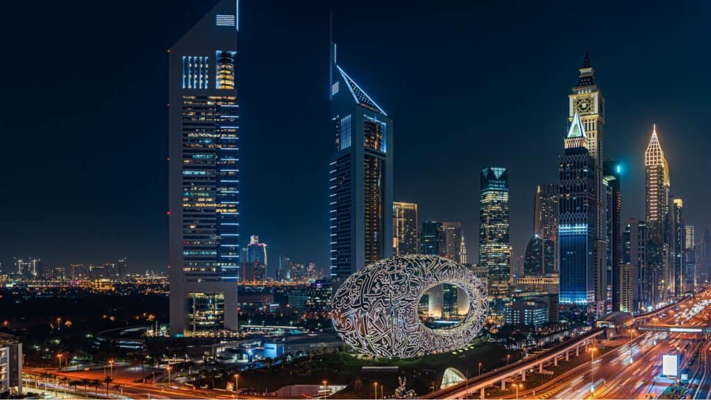 Dubai Night Museum Dubai. 