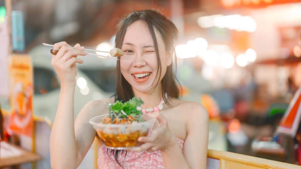 Eating spicy food.