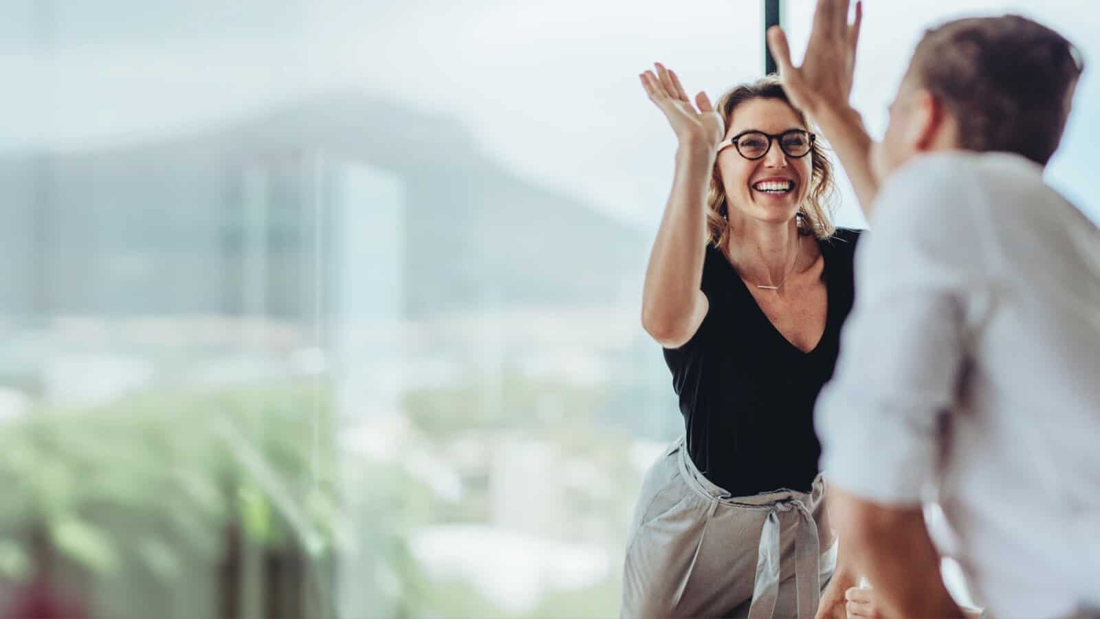 Happy business people.