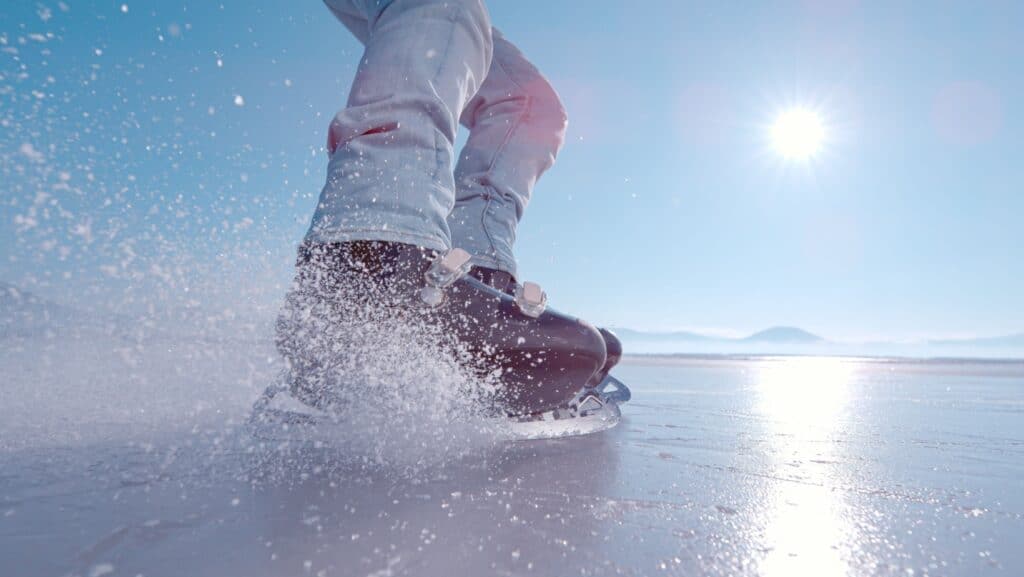 Ice skating. 