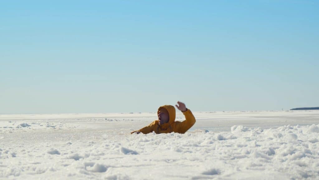 Man fallen through ice. 