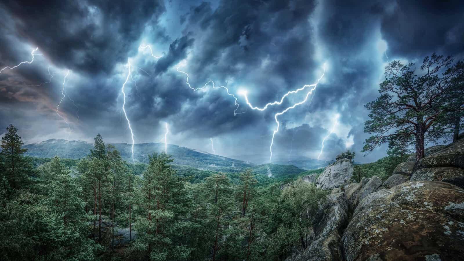 Thunderstorm lightening.