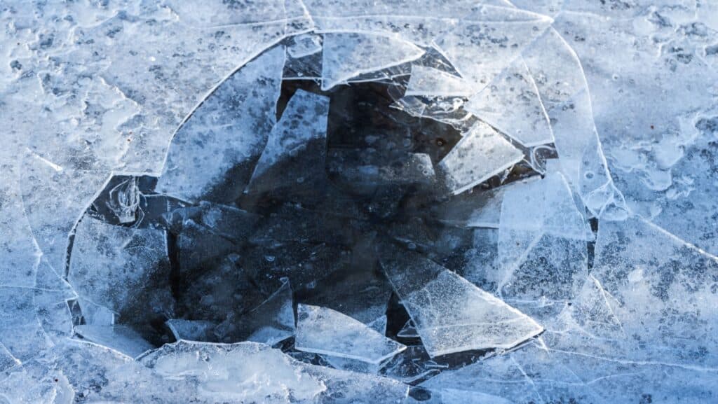 broken ice in lake. 