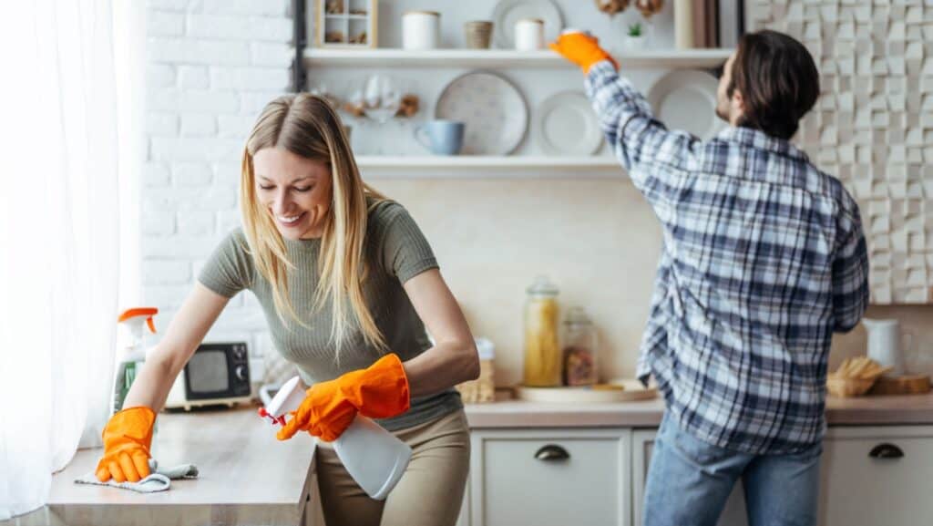 couple cleaning.